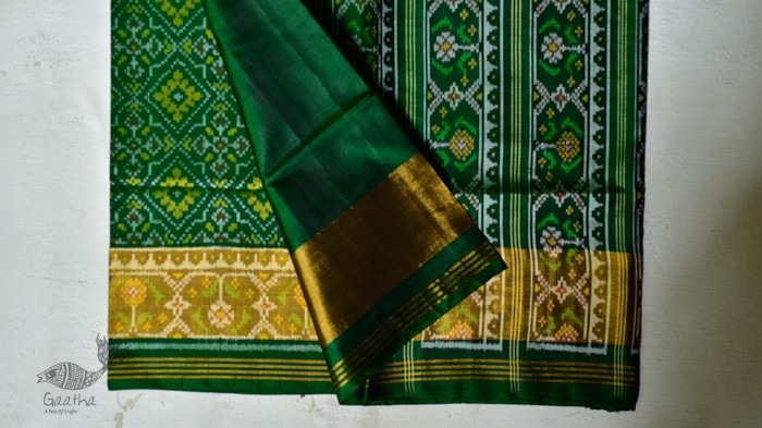 exclusive silk handwoven partola green saree