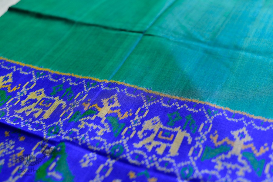 exclusive silk handwoven partola green & blue saree