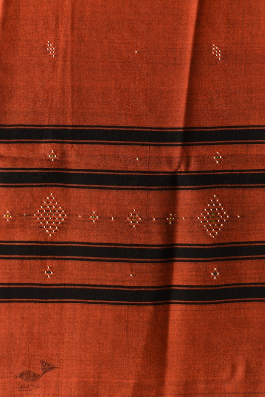 shop Tangaliya - Handwoven Cotton Rust Stole