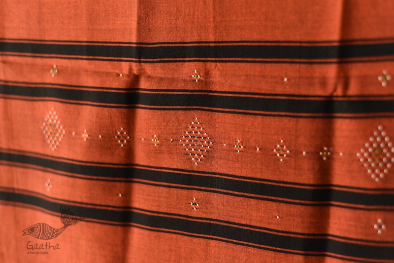 shop Tangaliya - Handwoven Cotton Rust Stole