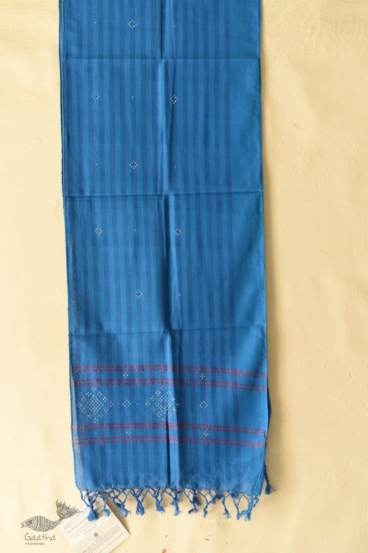 shop Tangaliya - Handwoven Cotton Blue Stripe Scarves