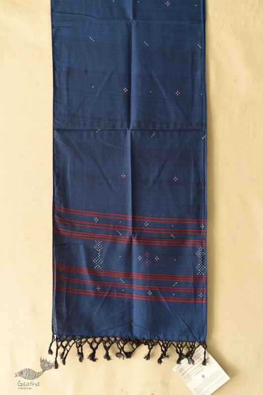 shop Tangaliya - Handwoven Cotton Scarves / muffler - Dark Blue