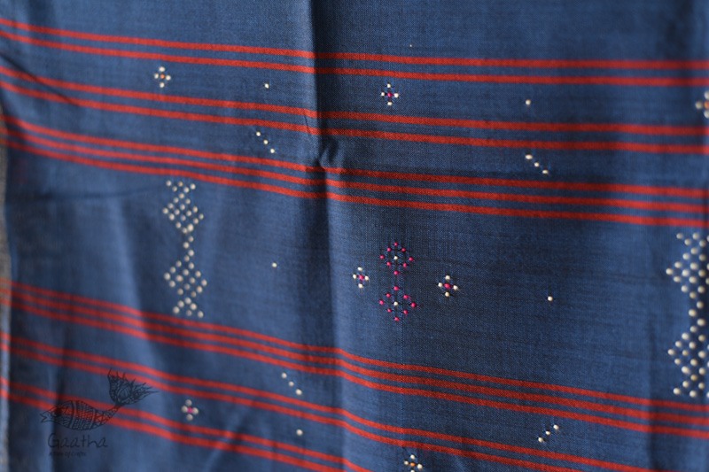 shop Tangaliya - Handwoven Cotton Scarves / muffler - Dark Blue