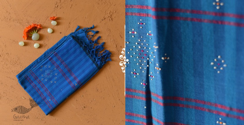 shop Tangaliya - Handwoven Cotton Blue Stripe Scarves