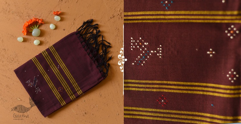 shop Tangaliya - Handwoven Cotton Brown Scarves / muffler