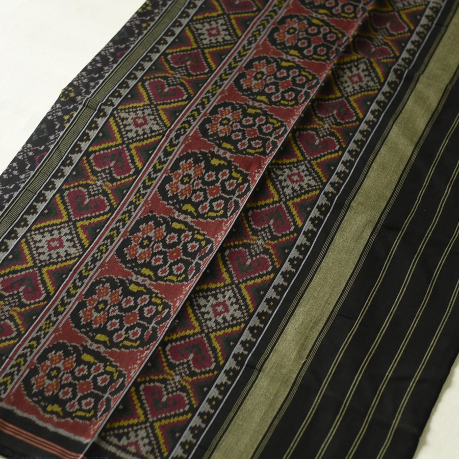 shop Patola cotton Handwoven Saree - black