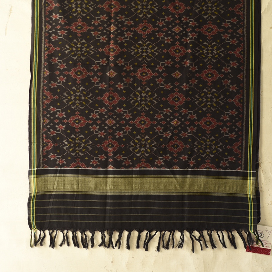 shop Handloom Cotton patola ikat Black Traditional dupatta