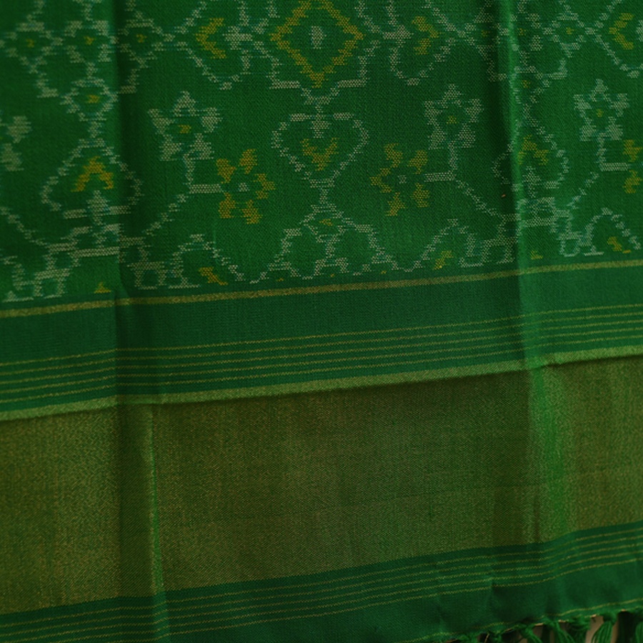 shop Handwoven Woolen Ikat Patola Green Shawl