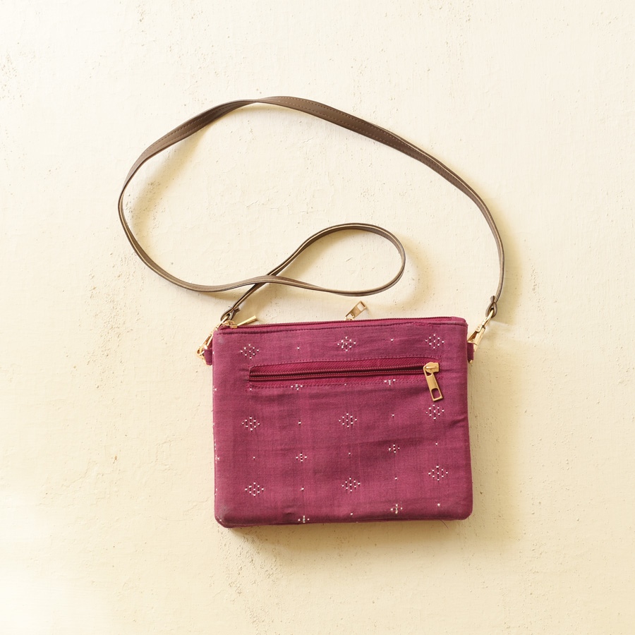 shop Tangaliya Multi Pocket Sling Purse Magenta