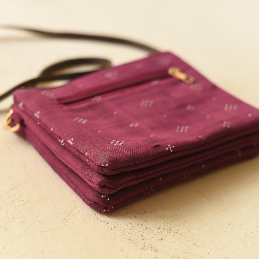 shop Tangaliya Multi Pocket Sling Purse Magenta