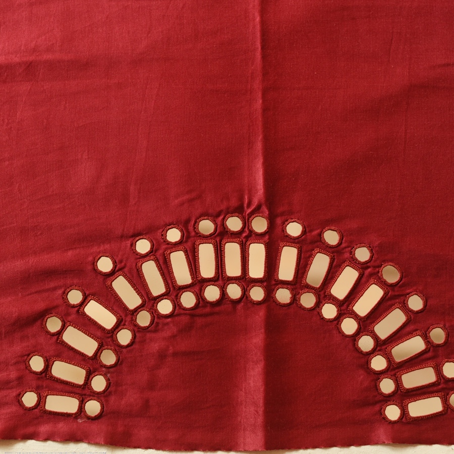 Embroidered Blouse Piece ( Unstitched )   - Maroon Mirror Work