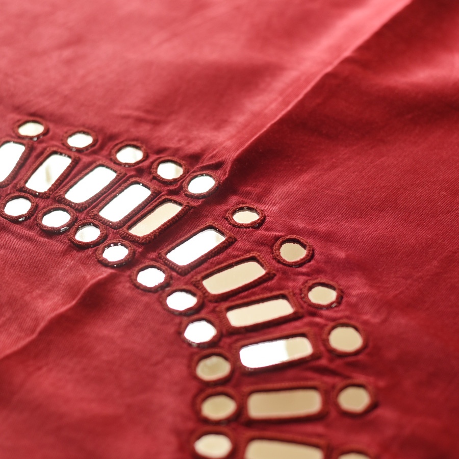 Embroidered Blouse Piece ( Unstitched )   - Maroon Mirror Work