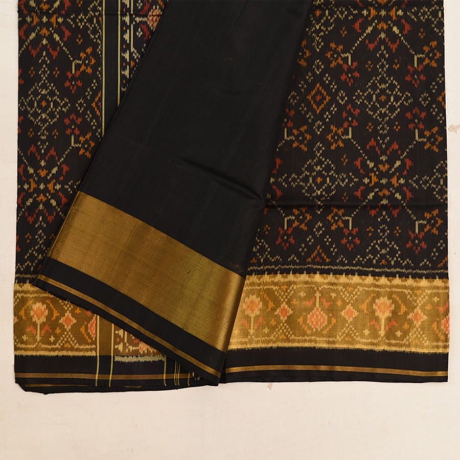 shop Patola Silk Handwoven Saree - Black