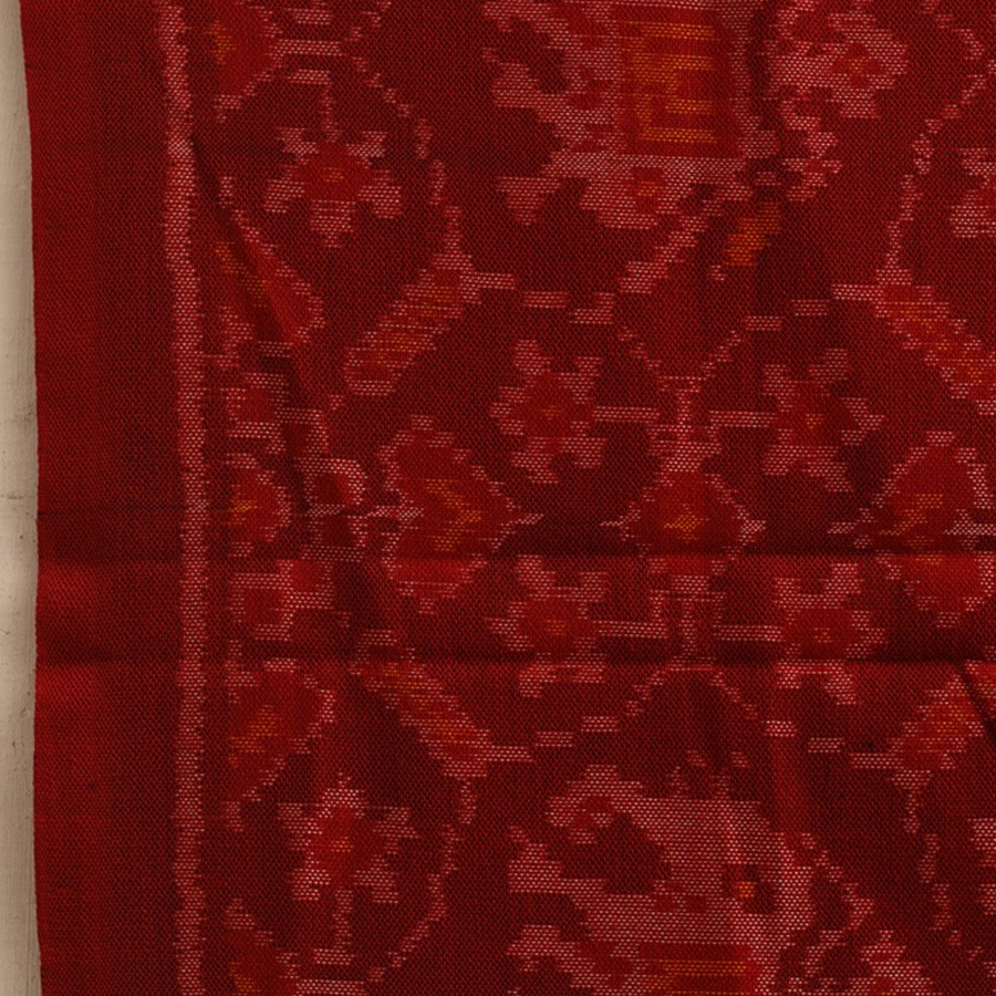 shop Handwoven Woolen Ikat Patola Shawl - Red