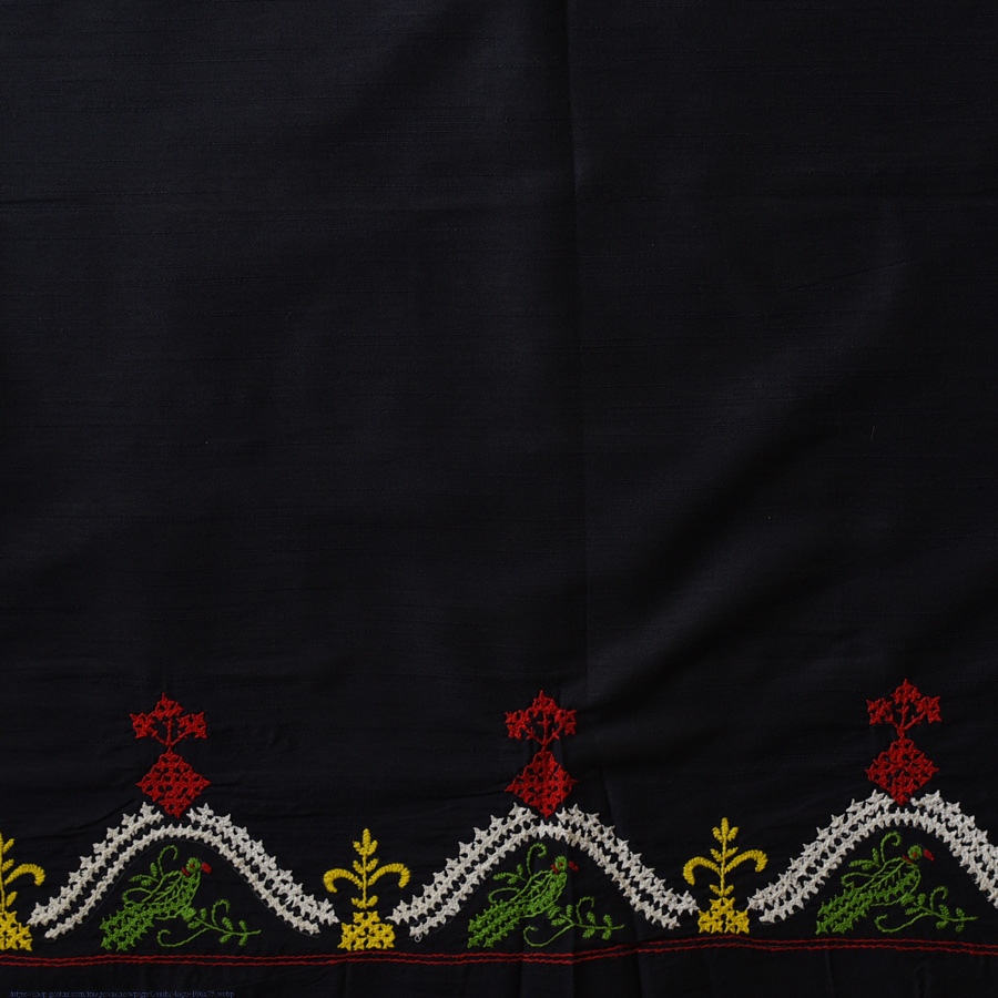 Embroidered Blouse Piece ( Unstitched ) - Navy Blue