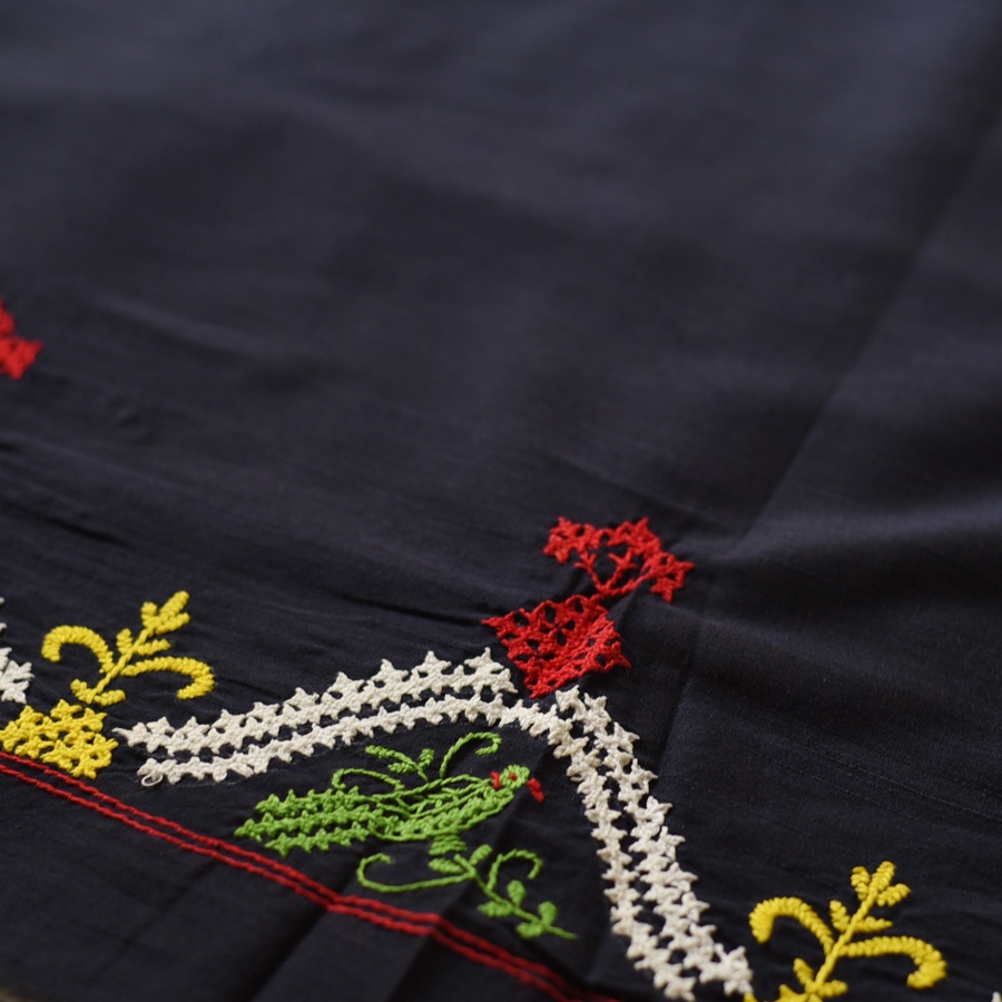 Embroidered Blouse Piece ( Unstitched ) - Navy Blue