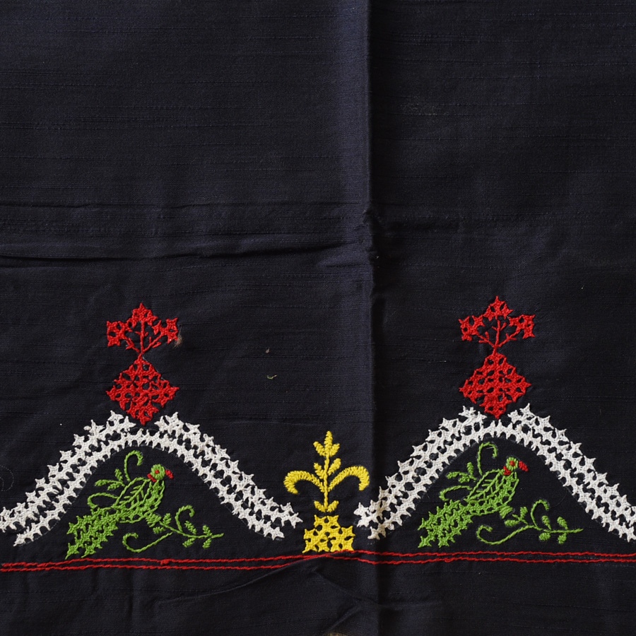 Embroidered Blouse Piece ( Unstitched ) - Navy Blue