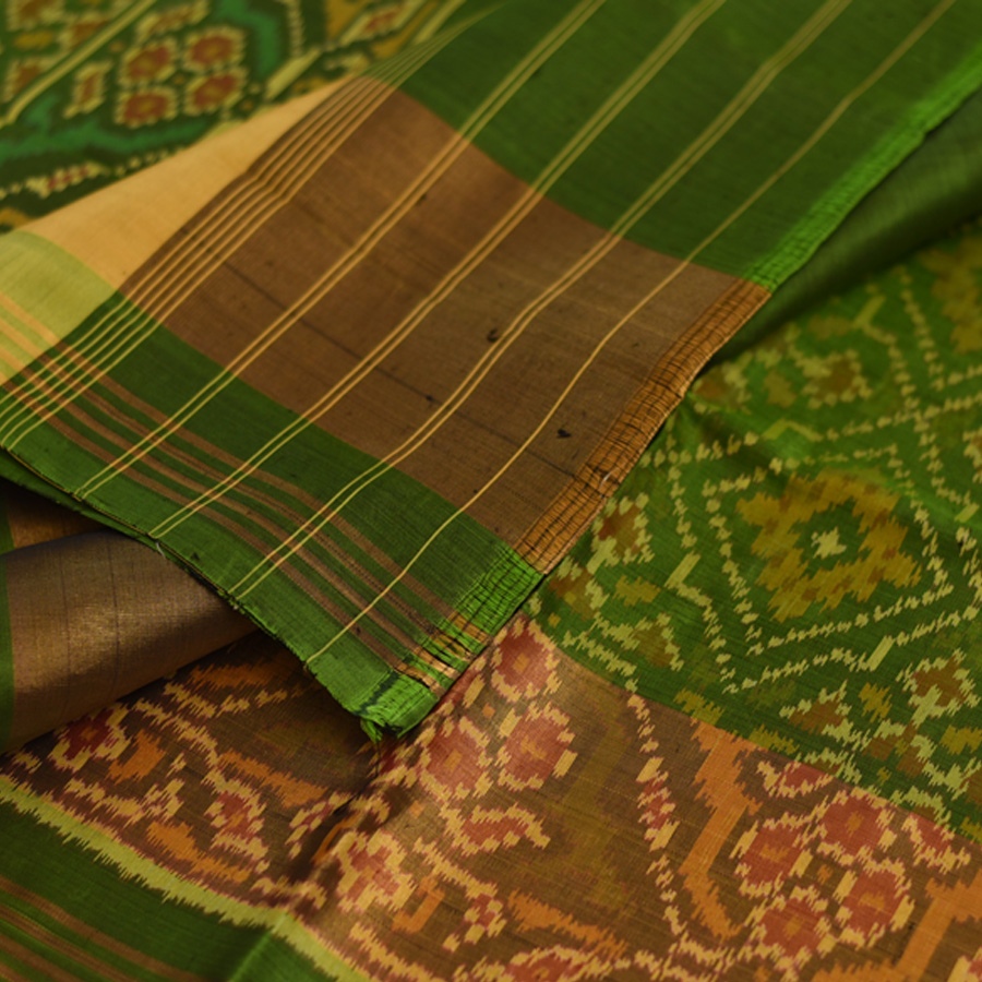 shop Patola Silk Handwoven Green saree