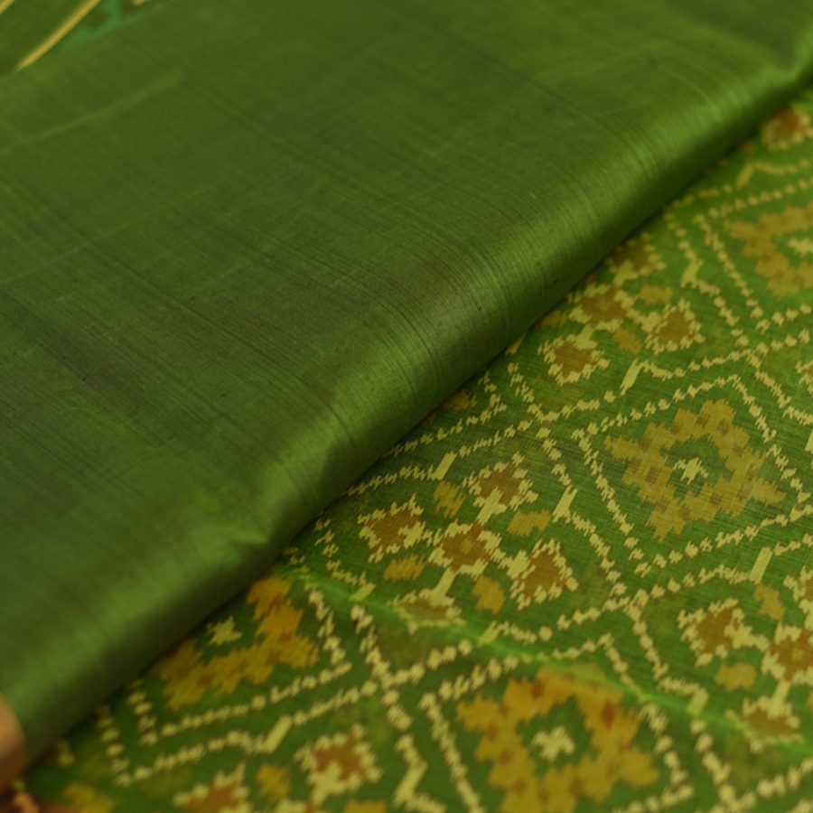 shop Patola Silk Handwoven Green saree