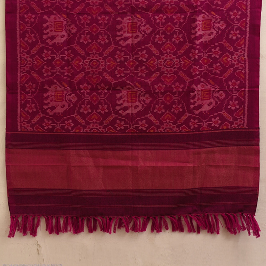 shop Handwoven Woolen - Patola Shawl Rani Pink