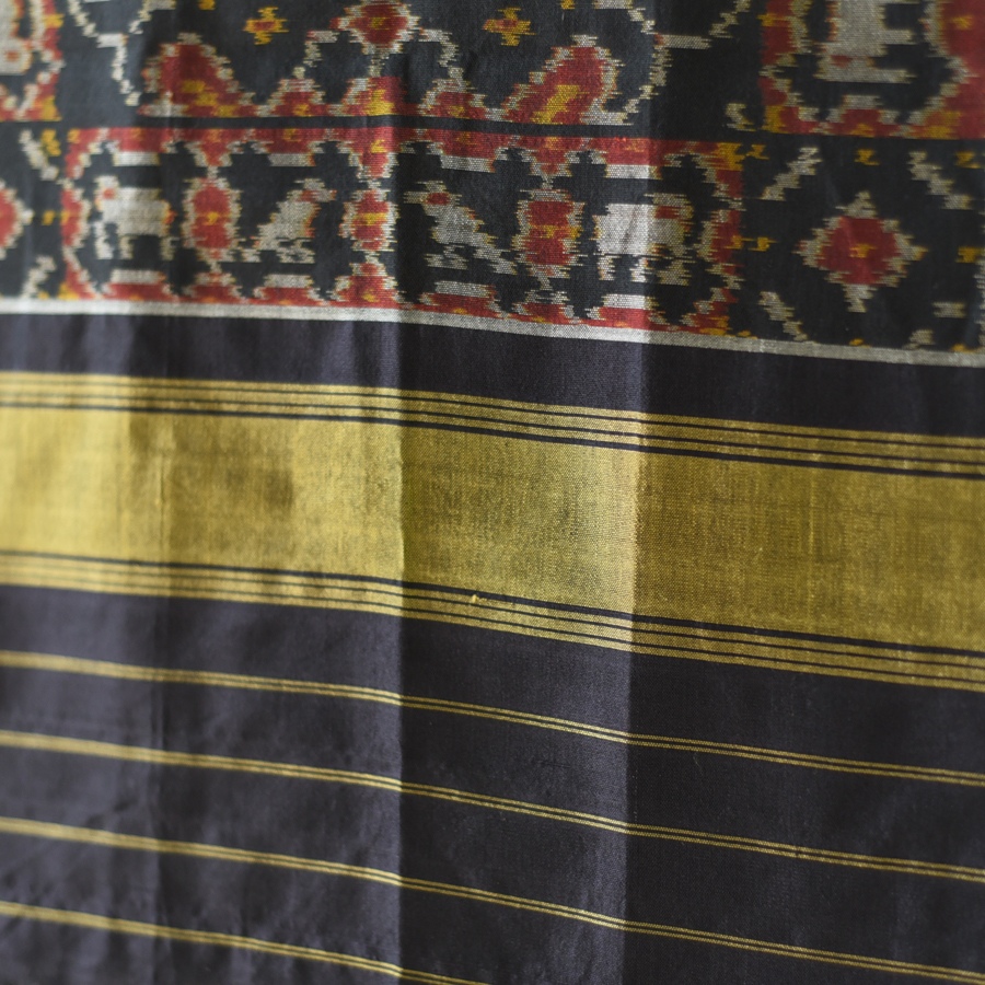 shop handloom silk cotton patola ikat black stole