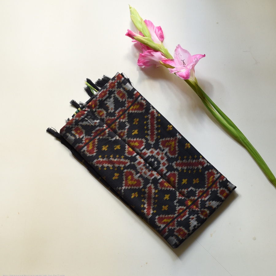 shop handloom silk cotton patola ikat black stole