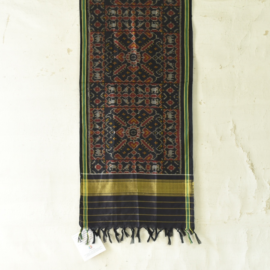 shop handloom silk cotton patola ikat black stole