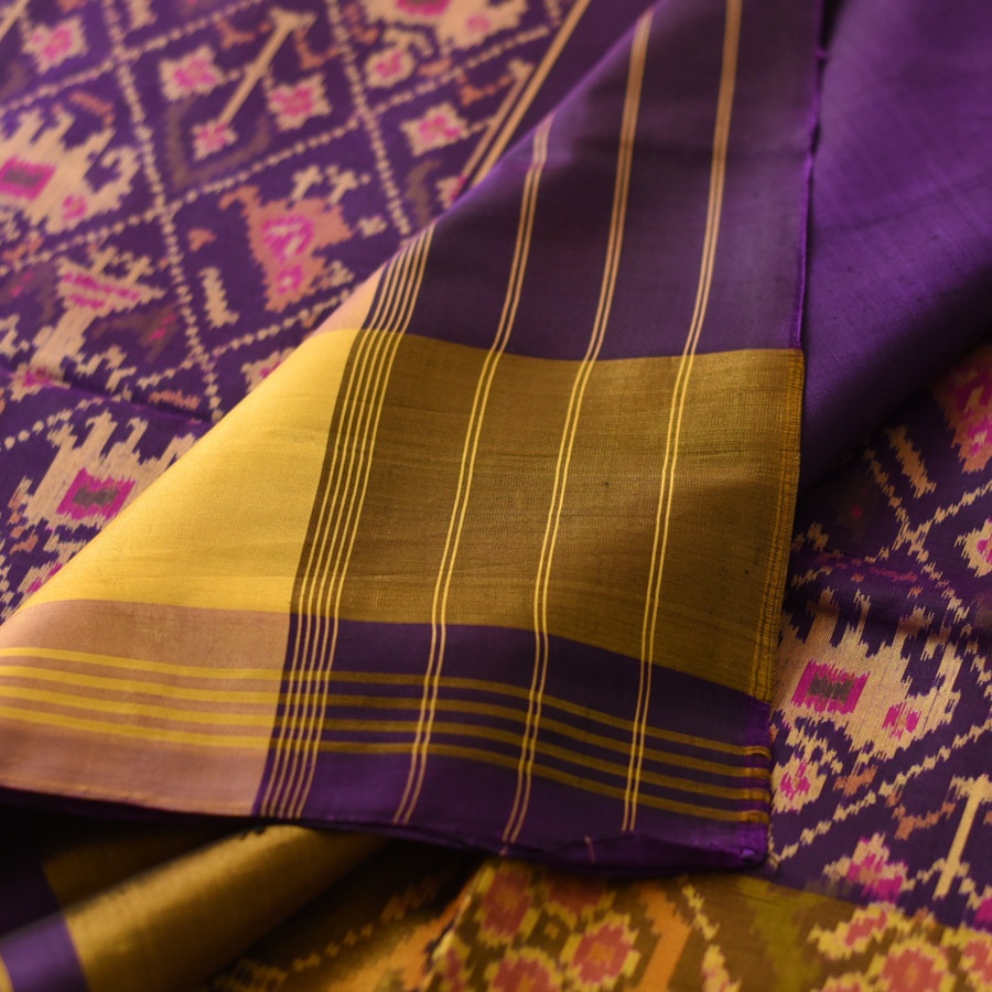 shop Silk Saree - Purple Narikunj Traditional Patola