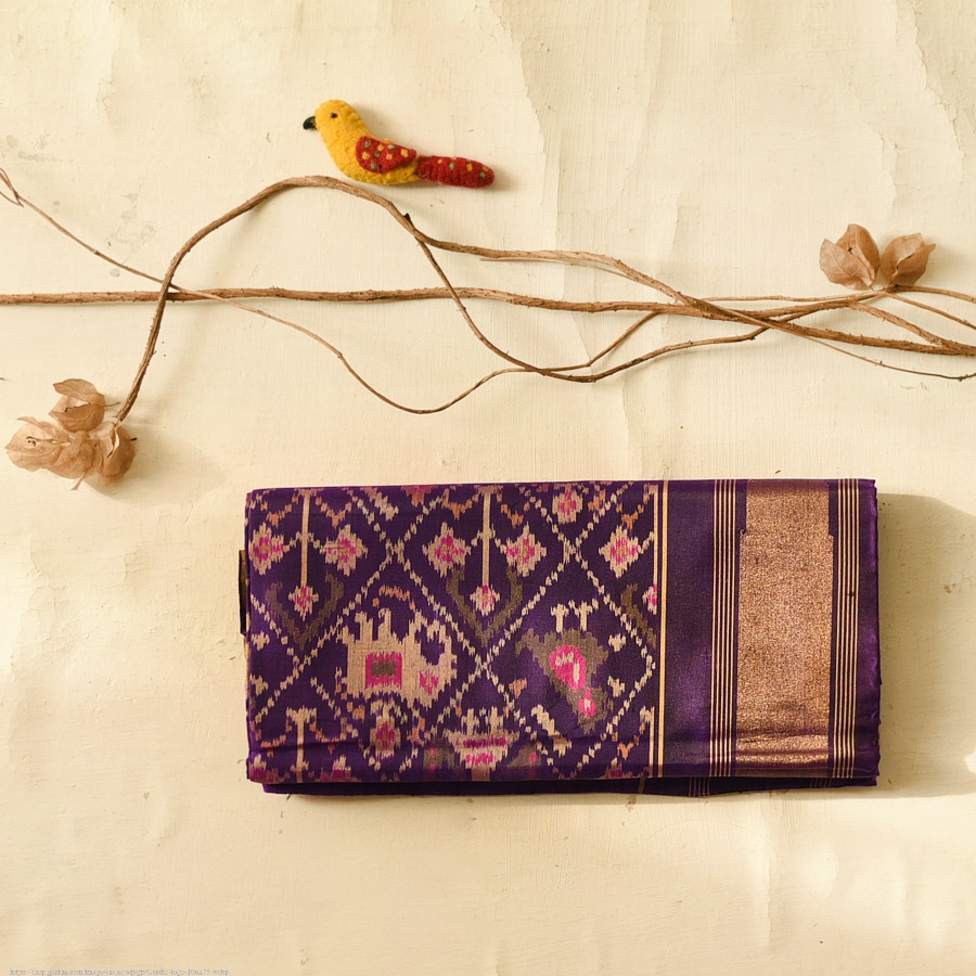 shop Silk Saree - Purple Narikunj Traditional Patola