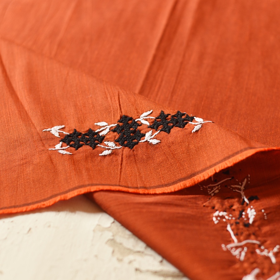 Embroidered Blouse Piece ( Unstitched ) -brown