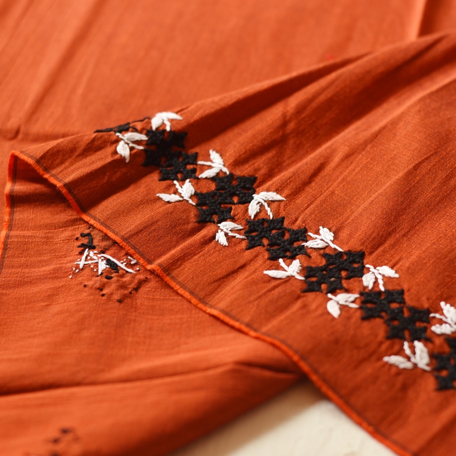 Embroidered Blouse Piece ( Unstitched ) -brown