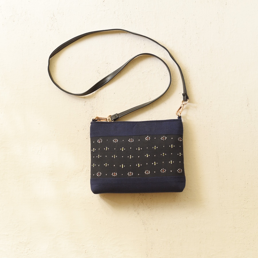 shop Tangaliya Sling Bag / Navy Blue & Black Purse
