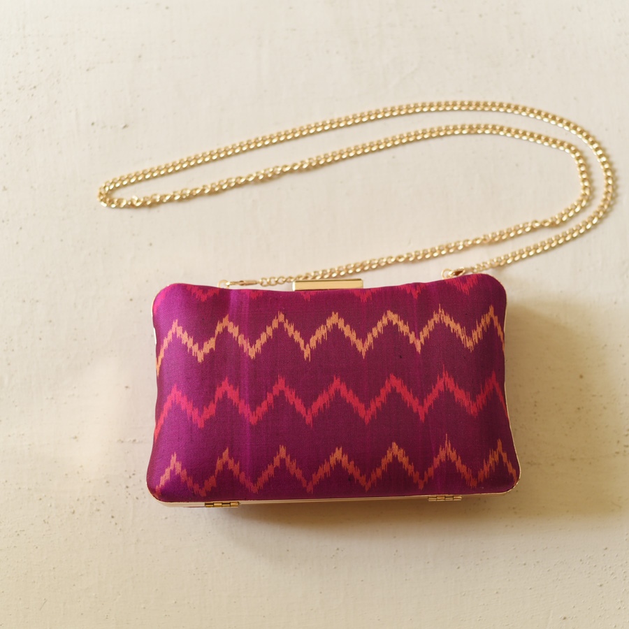 shop Patola Clutch Purse / Sling Bag - Purple Zig Zag