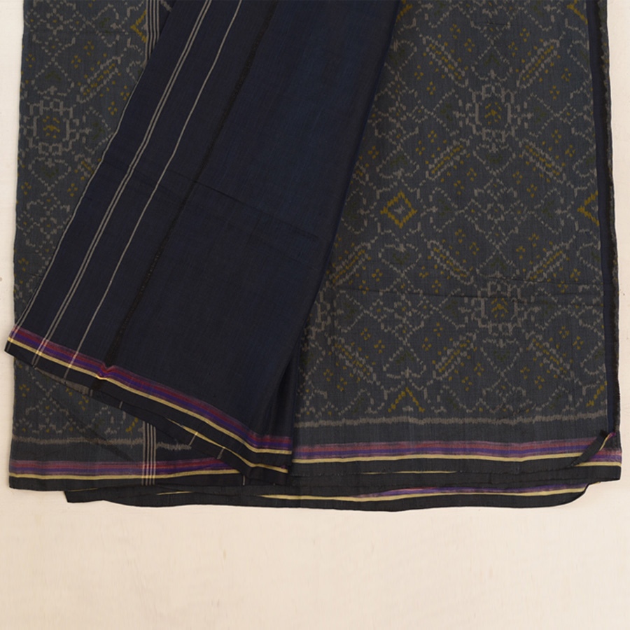 shop Patola cotton Handwoven Saree - Black & Grey