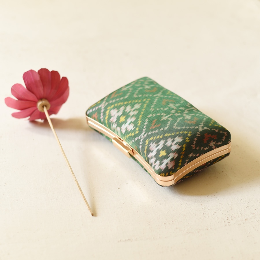 shop Patola Clutch Purse / Sling Green Bag