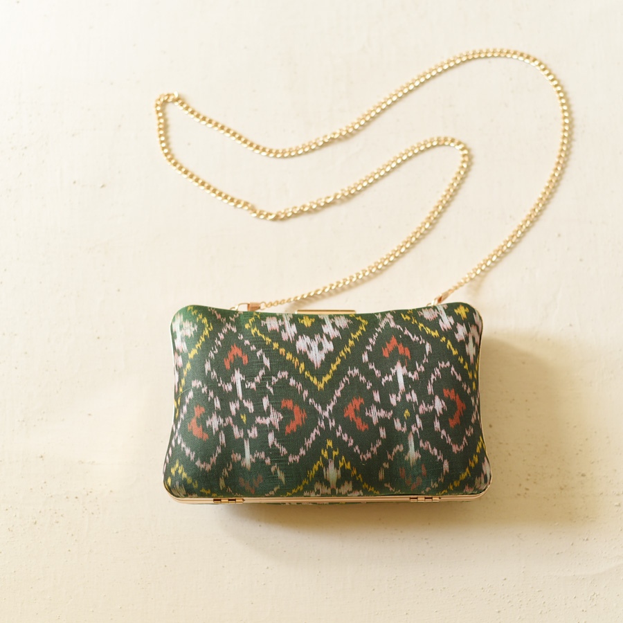 shop Patola Clutch Purse / Sling Green Bag