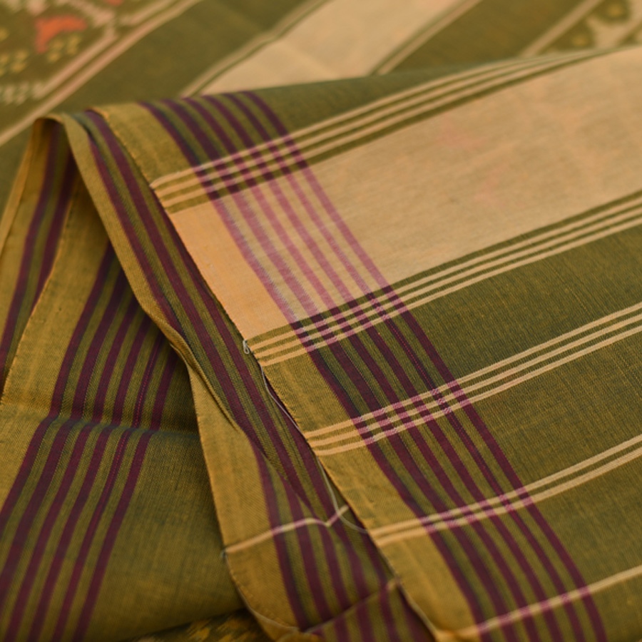 shop Patola cotton Handwoven Saree - Lime Green