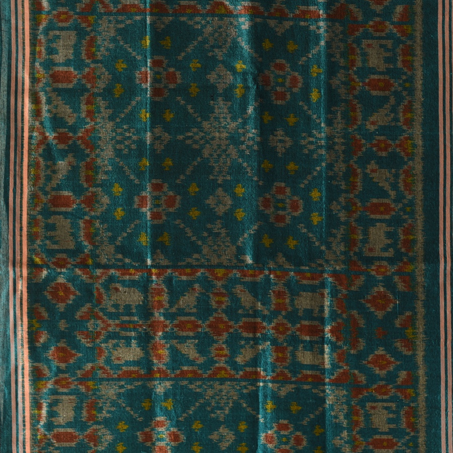 shop Blue - handloom silk cotton patola ikat stole