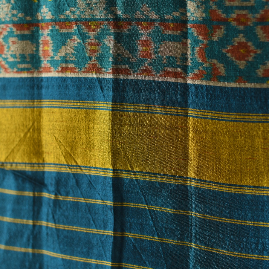 shop Blue - handloom silk cotton patola ikat stole