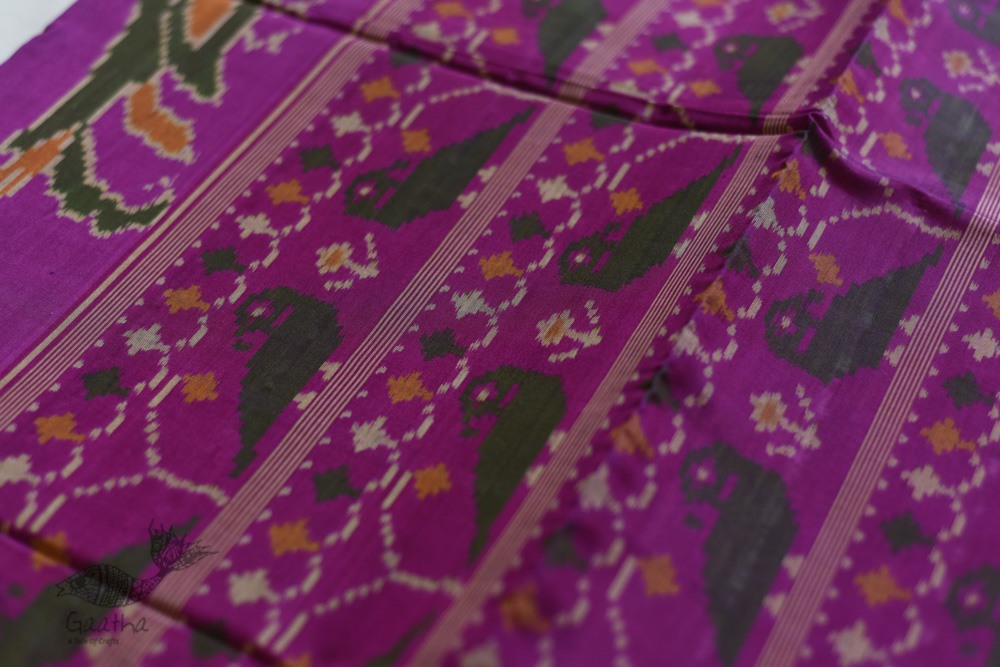 shop Patola Silk Handwoven saree Purple Pink 