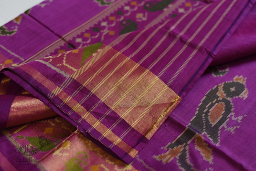 shop Patola Silk Handwoven saree Purple Pink 