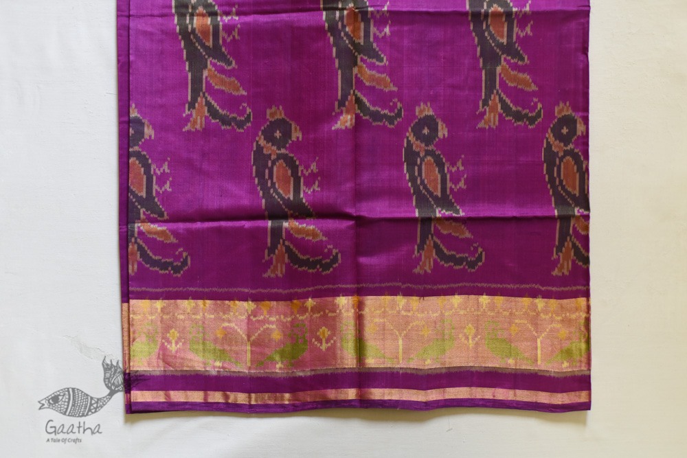 shop Patola Silk Handwoven saree Purple Pink 