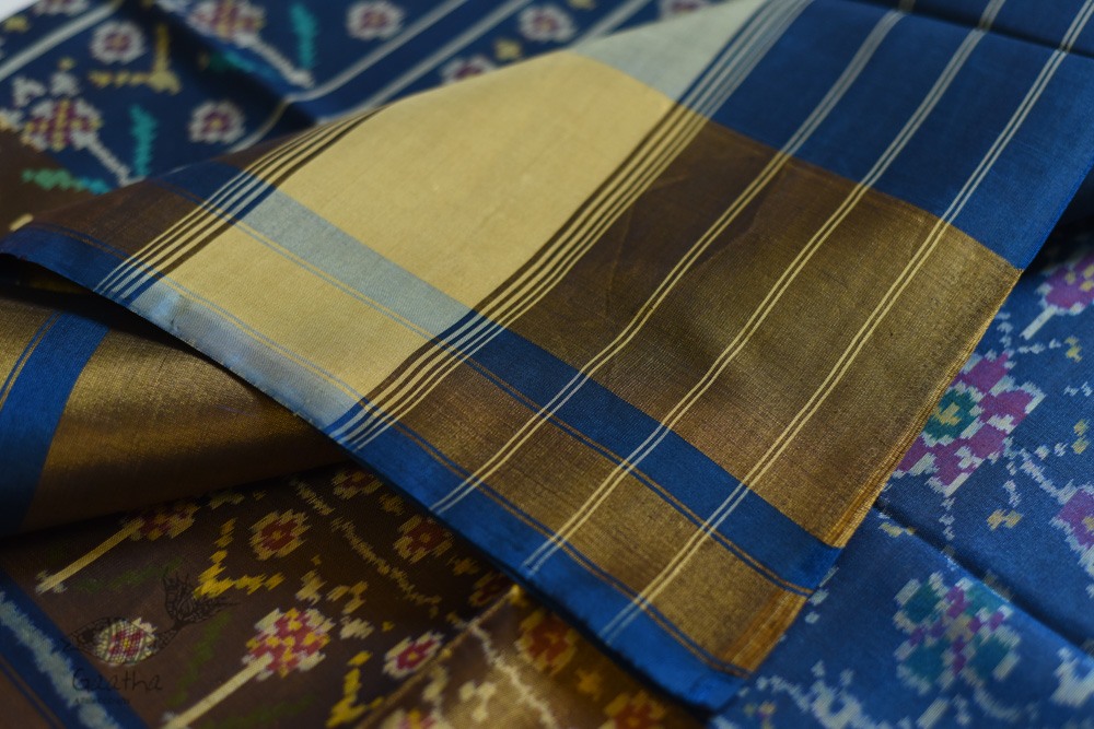 shop Patola Silk Handwoven Blue saree