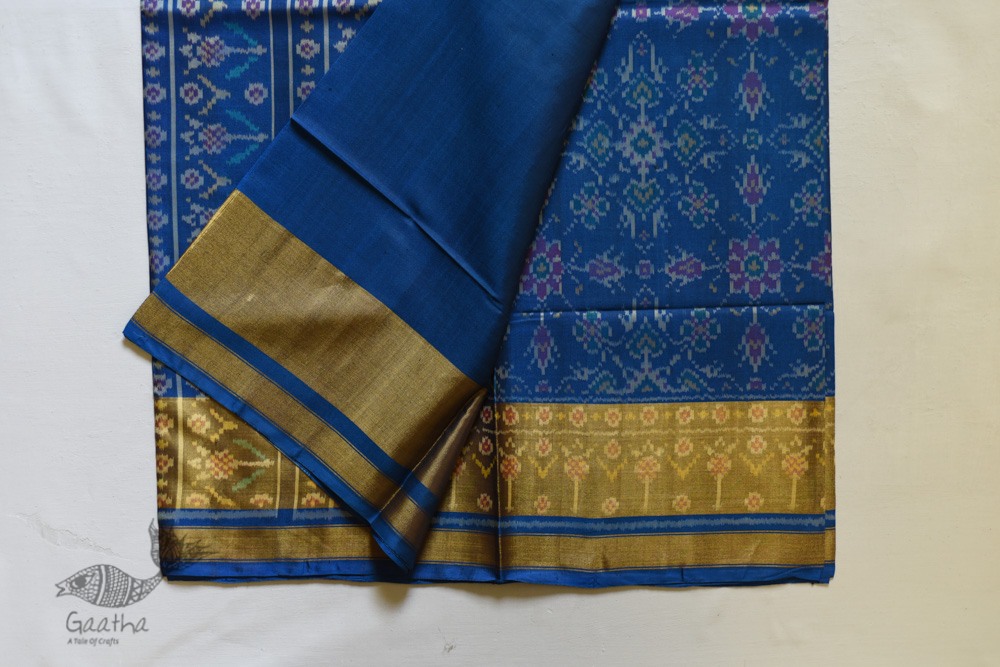 shop Patola Silk Handwoven Blue saree