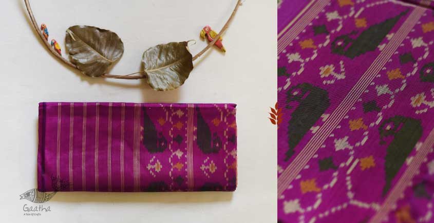 shop Patola Silk Handwoven saree Purple Pink 