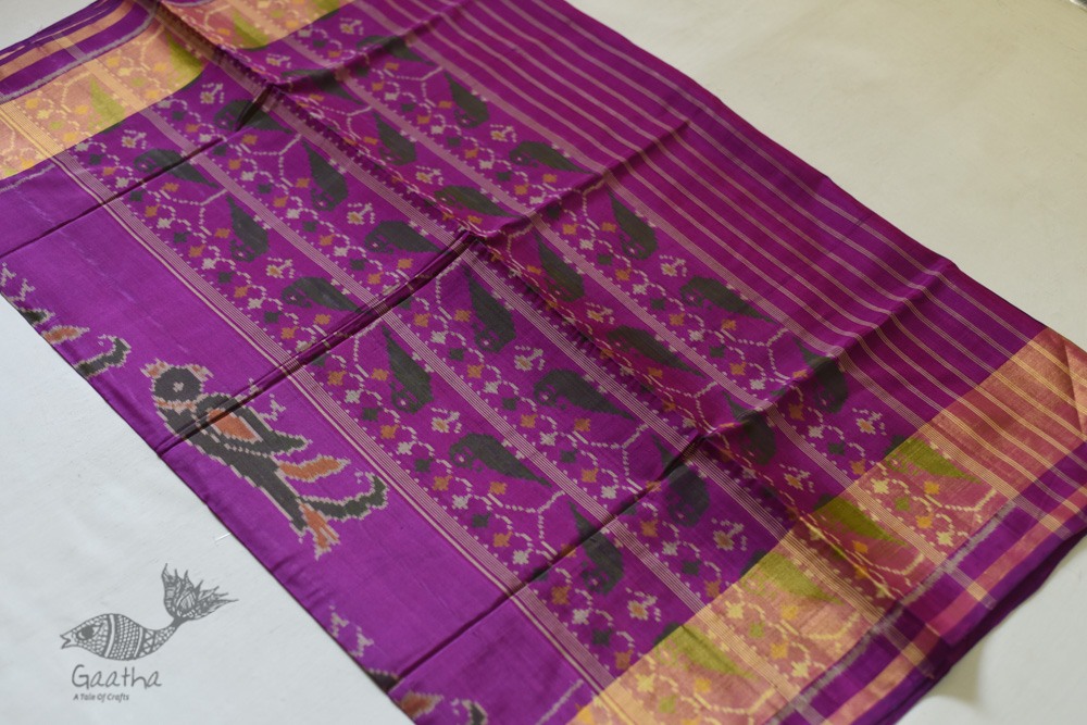 shop Patola Silk Handwoven saree Purple Pink 