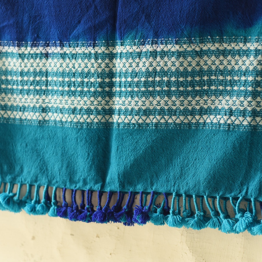 Kutchi Bhujodi Weaving - Bandhani ( Tie-dyed ) Woolen Blue Shawl