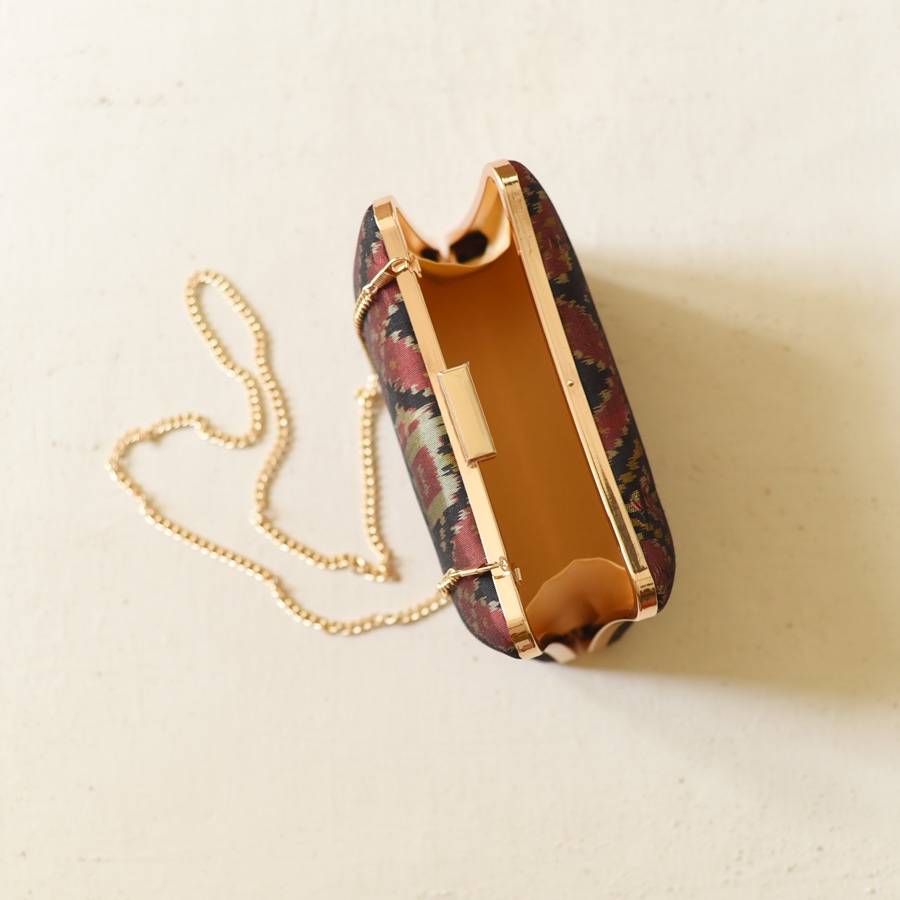 shop Patola Clutch black Purse / Sling Bag