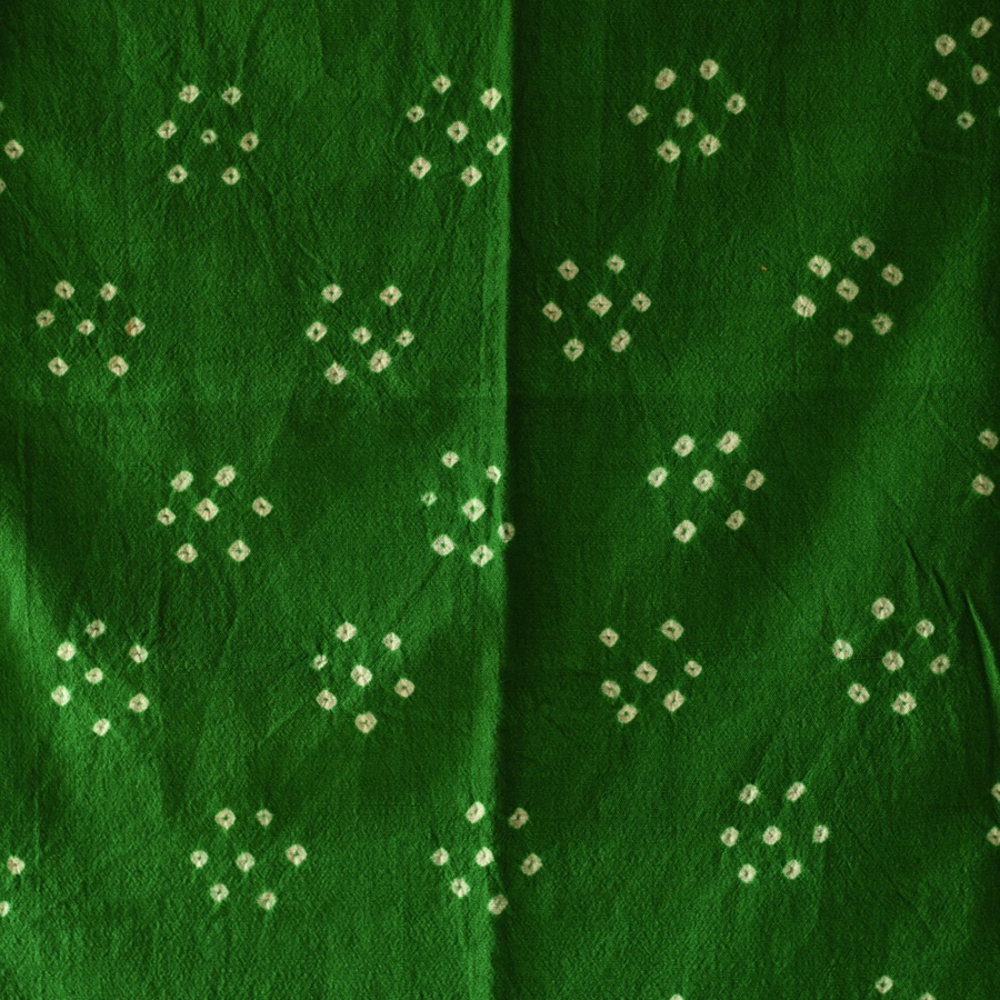 Kutchi Bhujodi Weaving - Bandhani ( Tie-dyed ) Woolen Green Shawl