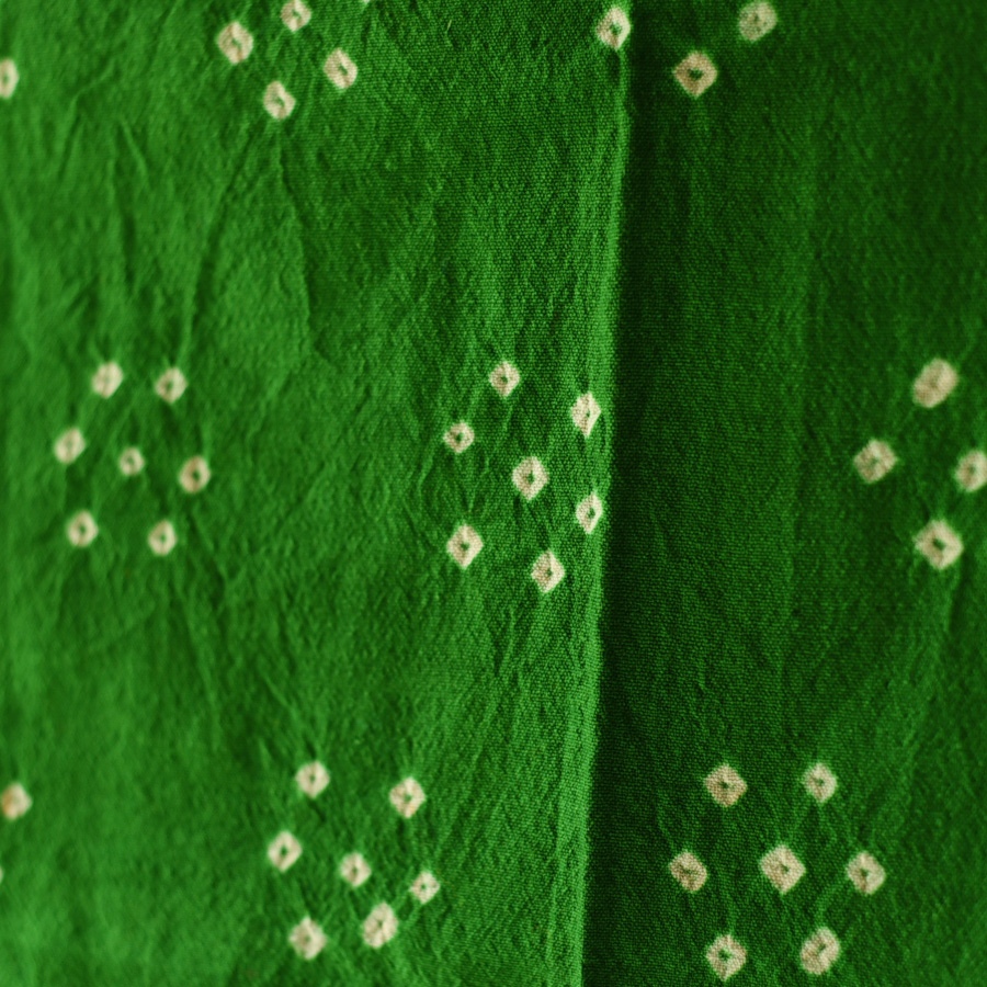 Kutchi Bhujodi Weaving - Bandhani ( Tie-dyed ) Woolen Green Shawl